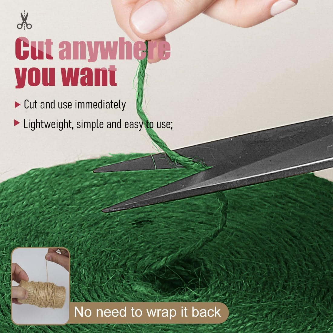 Garden Twine Strong Natural Jute 800 Feet Long Green Twine for Gardening Tomato Climbing Plant Tie Floristry Crafts Gift Wrapping Packing Decor (Green 2mm * 800feet)