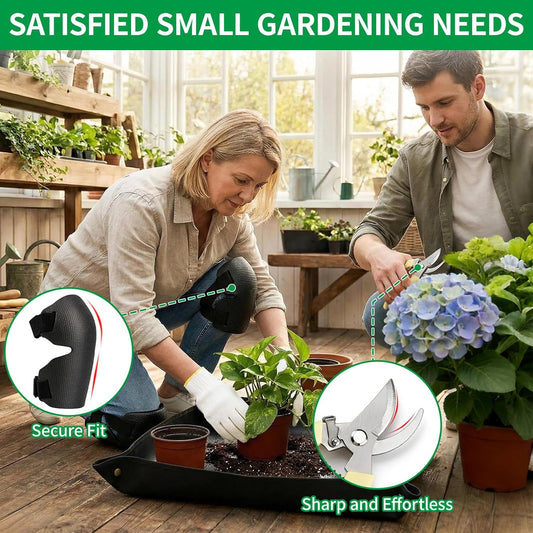 Gardening Tool Set, 10Pc Heavy Duty Garden Kit with Repotting Mat