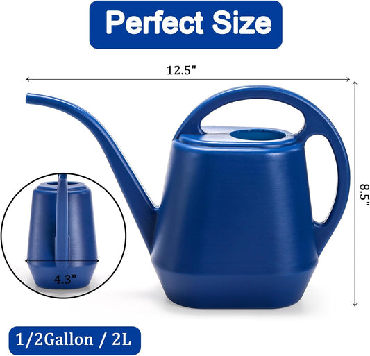 Watering Can, 1/2 Gallon Plastic Watering Cans with Comfortable Handle, Small Garden Watering Cans Long Spout for Indoor Outdoor Watering Plants, Blue