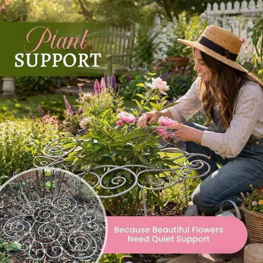 Metal Plant Support Ring for Garden, Peony Cages and Supports, Decorative Metal Plant Support Ring, Heavy-Duty Flower Support Frame, Outdoor Orchid Clip (S)
