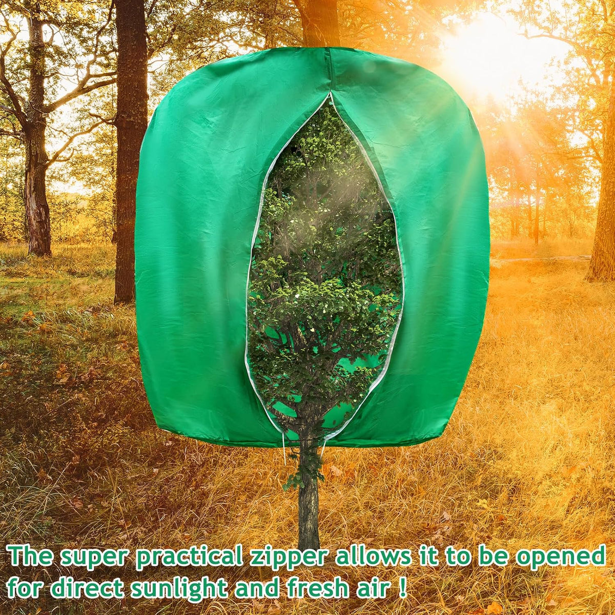 2pcs Huge Plant Covers Freeze Protection, 95"x83" Winter Tree Cover with Zipper Drawstring Thickened Frost Blanket Cloth Outside Plants Wrap Bag Garden Covers for Potted Plant Shrubs Flower Fruit Tree