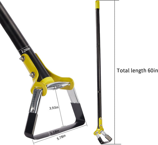 Hoe Garden Tool - Hand Hoe/Sickle is Perfect for Weeding and Cultivating Long Handle Heavy Duty - Adjustable Sharp Durable Garden Tools for Weeding and Loosening Soil 30-61 Inch Black