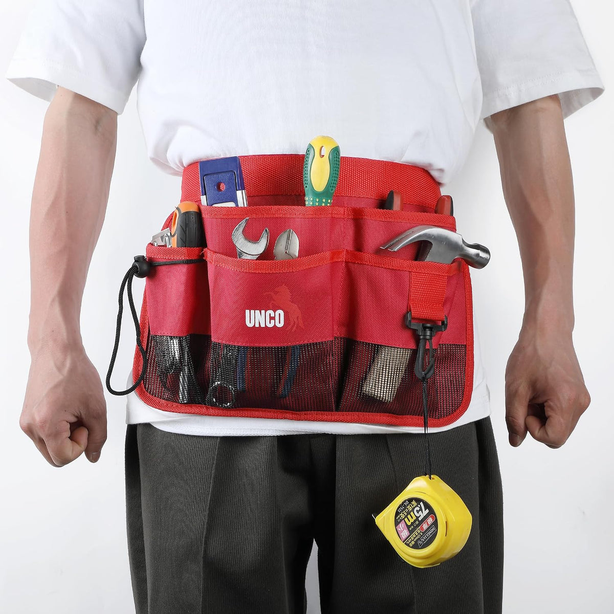 Adjustable Gardening Belt, Green, 7 Pockets, Wear, Cut and Water Resistant, Garden Tool Belt Pouch, Waist Apron with Pockets
