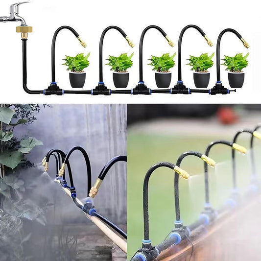 Drip Irrigation System, 2026-Upgrade 50Ft 1/4" Watering Kit with 15 360° Adjustable Copper Nozzles & 3/4" Copper Connector, DIY for Garden, Greenhouse, Pots, Raised Beds & Yard