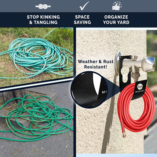 Premium 100 Ft Hose Hanger with Rust Resistant Metal, Organize Your Garden, Garage & Outdoor Storage Area, Wall Mount Holder or Hang/Hook Over Water Spigot with Included Screws