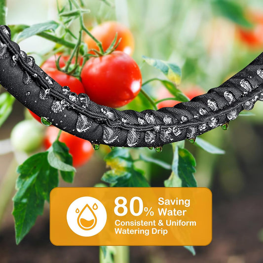 Flat Soaker Hose 15FT Heavy Duty Double Layer Design - Save 80% Water for Garden, Lawn, and Flower Bed Drip Irrigation (15FT)
