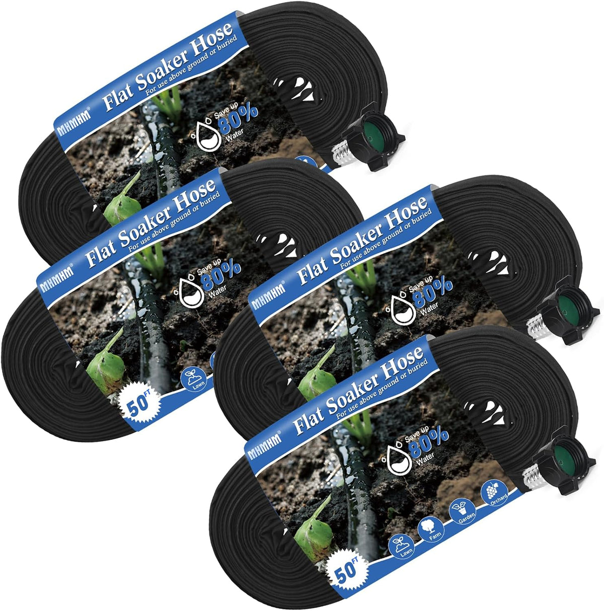 Flat Soaker Hose 15FT Heavy Duty Double Layer Design - Save 80% Water for Garden, Lawn, and Flower Bed Drip Irrigation (15FT)