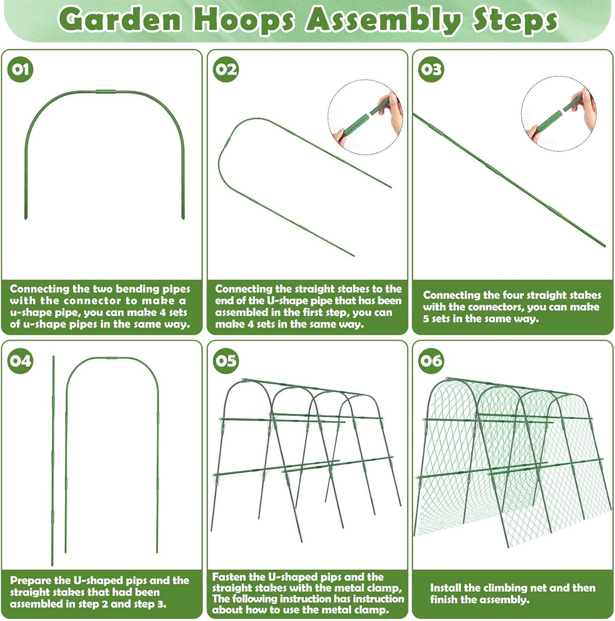 Cucumber Trellis for Raised Beds, U-Shaped Garden Trellis 63 x 45