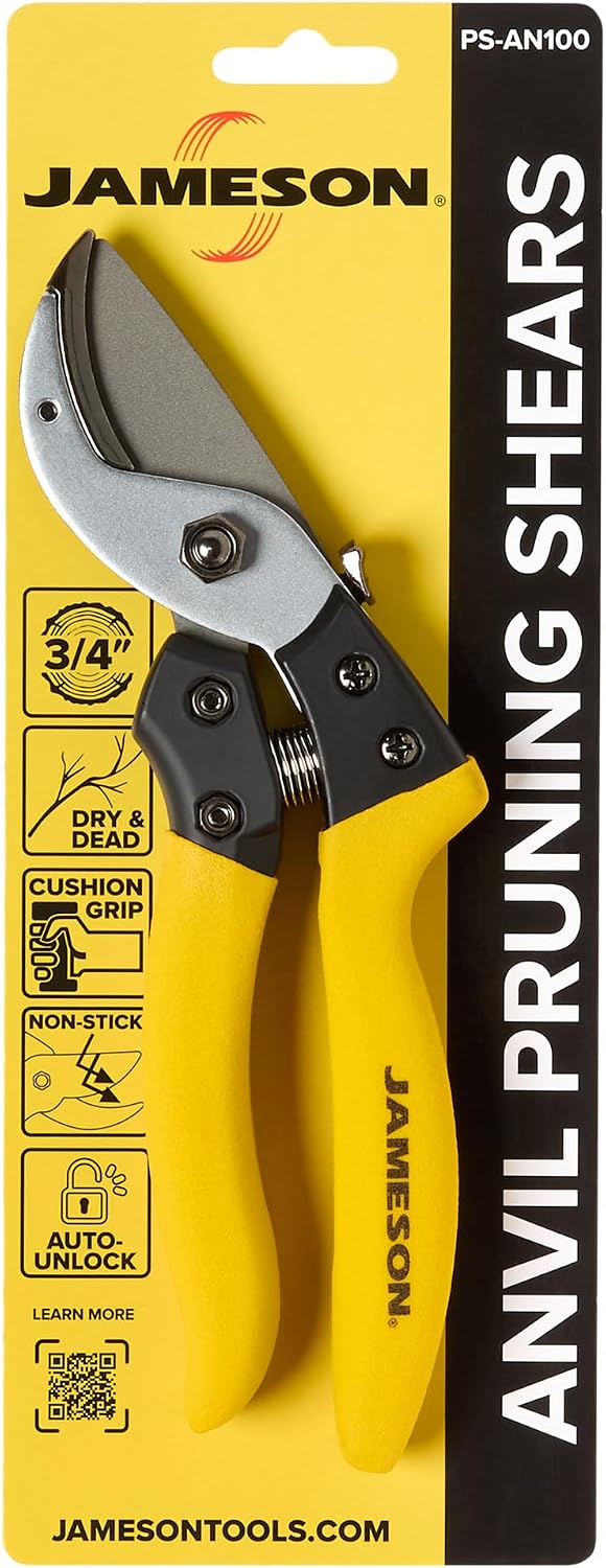 Anvil Pruning Shears – Heavy-Duty Professional Grade Pruner, 3/4” Cutting Capacity, Non-Stick Coating, Ergonomic Grip, Durable Aluminum Frame for Precision and Long-Lasting Performance