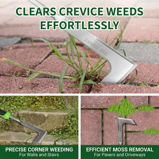 2-Piece Weeding Tool Set, Manual Weed Puller Tool, Crack Weeder Crevice Weeding Tool Stainless Steel, Paving Brick Moss Dandelion Removal, Weed Remover Tool for Garden Patio