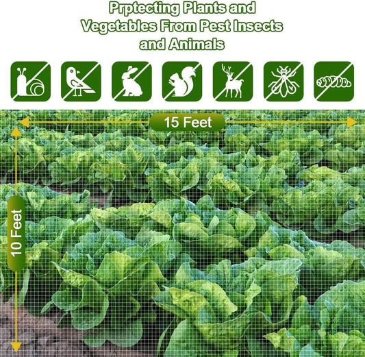 Garden Netting, 10x15Ft Plant Covers Ultra Fine Mesh Netting Pest Barrier Protection Bird Mosquito Net Plants Cover for Vegetables Fruits Flowers Crops Garden