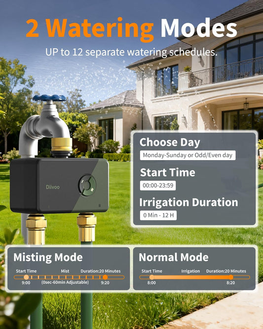 Brass WiFi Sprinkler Timer 2 Zone for Garden Hose Remote Control