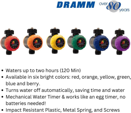 ColorStorm Premium Water Hose Timer, Mechanical, Turns Water Off Automatically, Up to 120 Minutes of Run Time, Compact for Lawn, Drip, Soaker Hose and Garden, Green