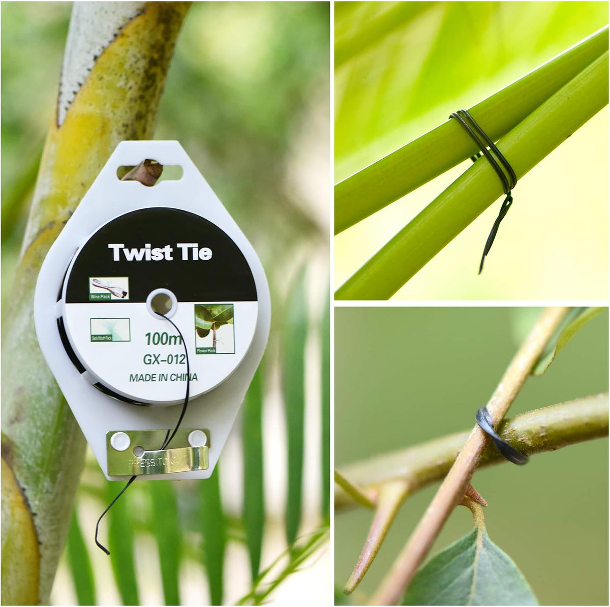 328ft (100m) Twist Ties, Green Garden Plant Ties with Cutter for Gardening and Office Organization, Home
