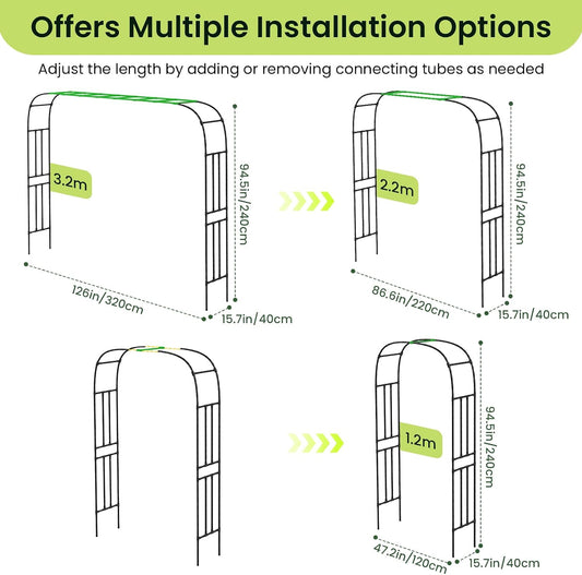 Garden Arch Trellis 126"x94.5", Metal Arbors for Climbing Plants Outdoor