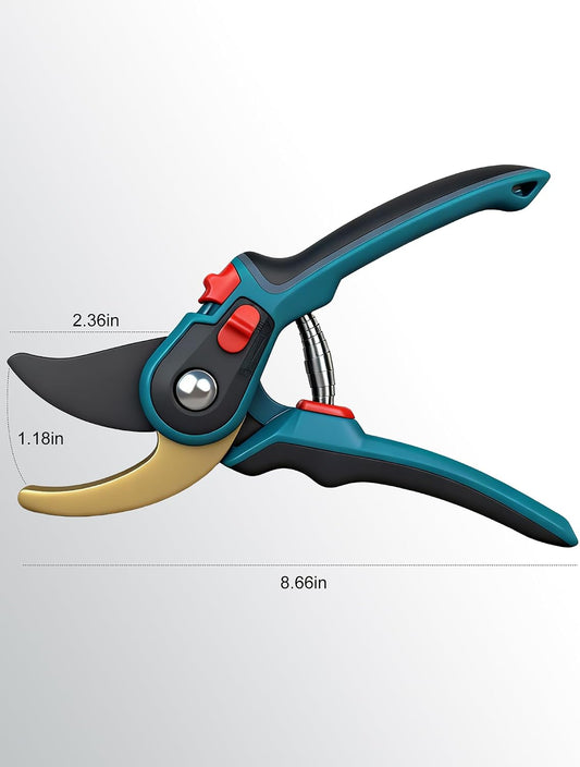 Pruning Shears, Garden Clipper with High-Elasticity Spring, Professional SK5 Steel Blades, Adjustable Handle Opening, Gardening Plant Pruners for Branch Cutting