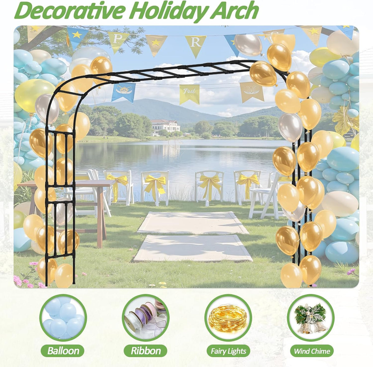 Half Garden Arch - 47in(L)*94.5in(H),Wall Trellis for Climbing Plants Outdoor, Metal Arch with Plastic-Coated Steel Pipe, Arbor Trellis for Lawn, Patio, Backyard Decorations(20MM Pipe)
