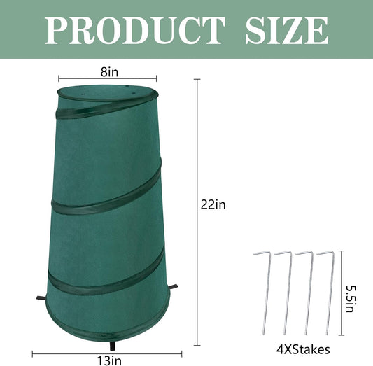 8" x 13" x 22" Pop Up Frost Protection Plant Cone, Non-Woven Winter Plants Freeze Protection Tent, Cold Weather Insulated Plant Protective Cone Cover for Ice Snow Frost Protector Indoor & Outdoor