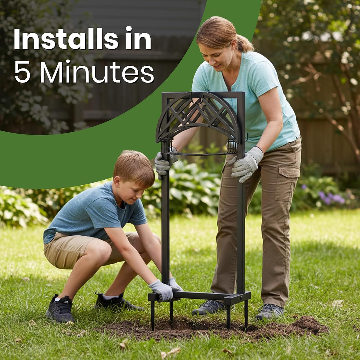 Garden Hose Holder Stand for Outside w/ 4-Spike Base, Holds upto 160ft