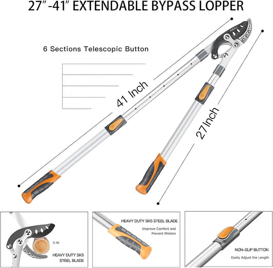 27-41" Anvil Loppers for Tree Trimming Heavy Duty, Tree Branch Cutter