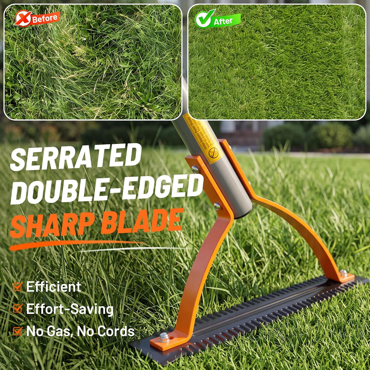 41in Double-Edged Scythe, Weed Cutter for Cutting Weeds & Grass