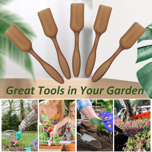 10Pcs Colorful Plastic Mini Gardening Shovel Spoons Soil Scoops (Brown)