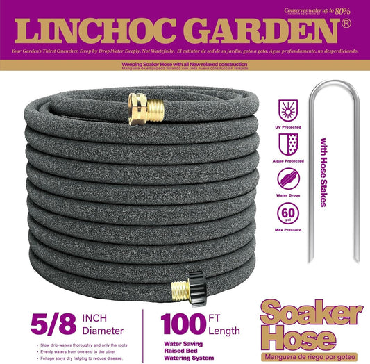 5/8 Inch 100FT Soaker Hose - High Flow Flexible Design for Expansive Landscapes | Durable & Eco-Sustainable Water Efficiency