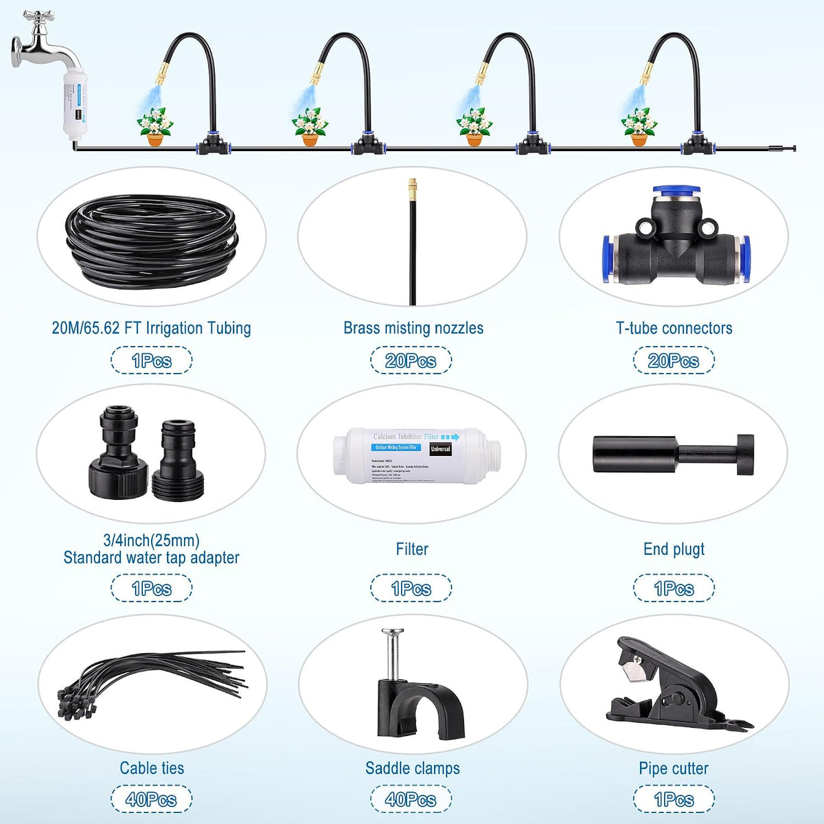 Drip Irrigation Kits Automatic Garden Irrigation System 360° Bending Nozzle