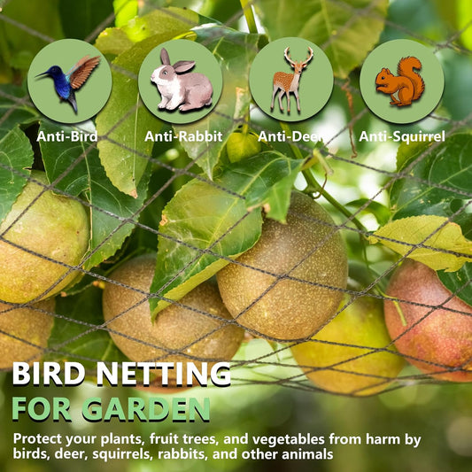 Bird Netting 7.5x100 FT,1/2" Mesh Heavy Duty Garden Netting