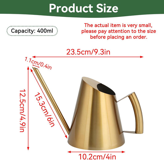 Watering Can for Indoor Plants, 13.5 Oz/400 Ml Indoor Plant Watering Can Stainless Steel Small Water Cans with Long Spout for Plants Succulent Bonsai, 4 X 4.9 Inch