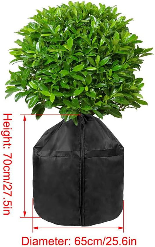 Winter Plant Pot Covers Freeze Protection, 25.6'' x 27.5'' Reusable Garden Plant Protector for Small Trees and Shrubs (1 PC Black)