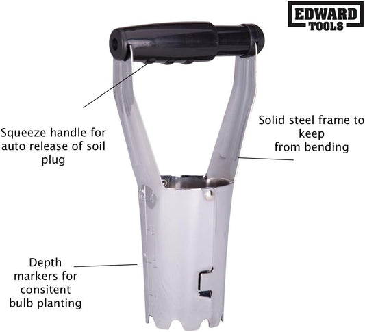 Bulb Planter - Bend Free Tool for Planting Bulbs, Depth Marker for More consistent Planting Tulips, Daffodils, Dahlias (Assorted)