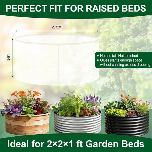 2 Pack Garden Netting for Raised Beds, Fits 2 ft Dia x 1 ft H Round Beds