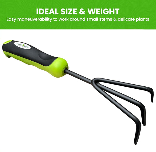 Hand Cultivator Rake Tiller Tool – High Carbon Steel for Ultimate Strength - Rust Resistant – Ergonomic Handle – Great for Gardening Cultivating Loosening Weeding