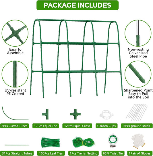 48"×48" Cucumber Trellis, U-Shape Garden Cucumber Trellis for Raised Bed & Climbing Plants Outdoor, Metal Plant Support Arch Trellis for Vegetables, Pea, Bean, Grape