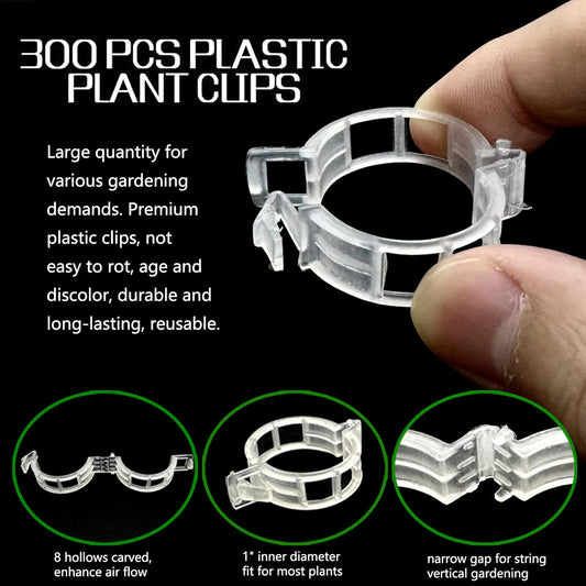 ® 300Pcs Tomato Clips, Plastic Trellis Clips, Plant Support Clips, Grape Vine Tomato Vine Vegetables Plants Garden Support Clips to Grow Upright Makes Plants Healthier