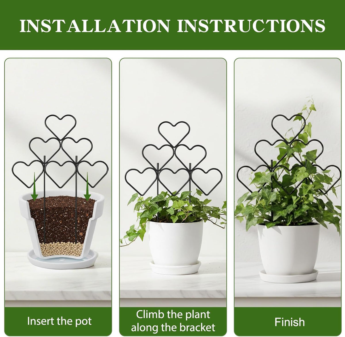 15 Inch Trellis for Climbing Plants Outdoor 9 Pack,Rustproof Metal Garden Trellis for Potted Plants,Sturdy Houseplant Support Indoor Outdoor for Ivy Pothos Monstera Hoya Flower Vine