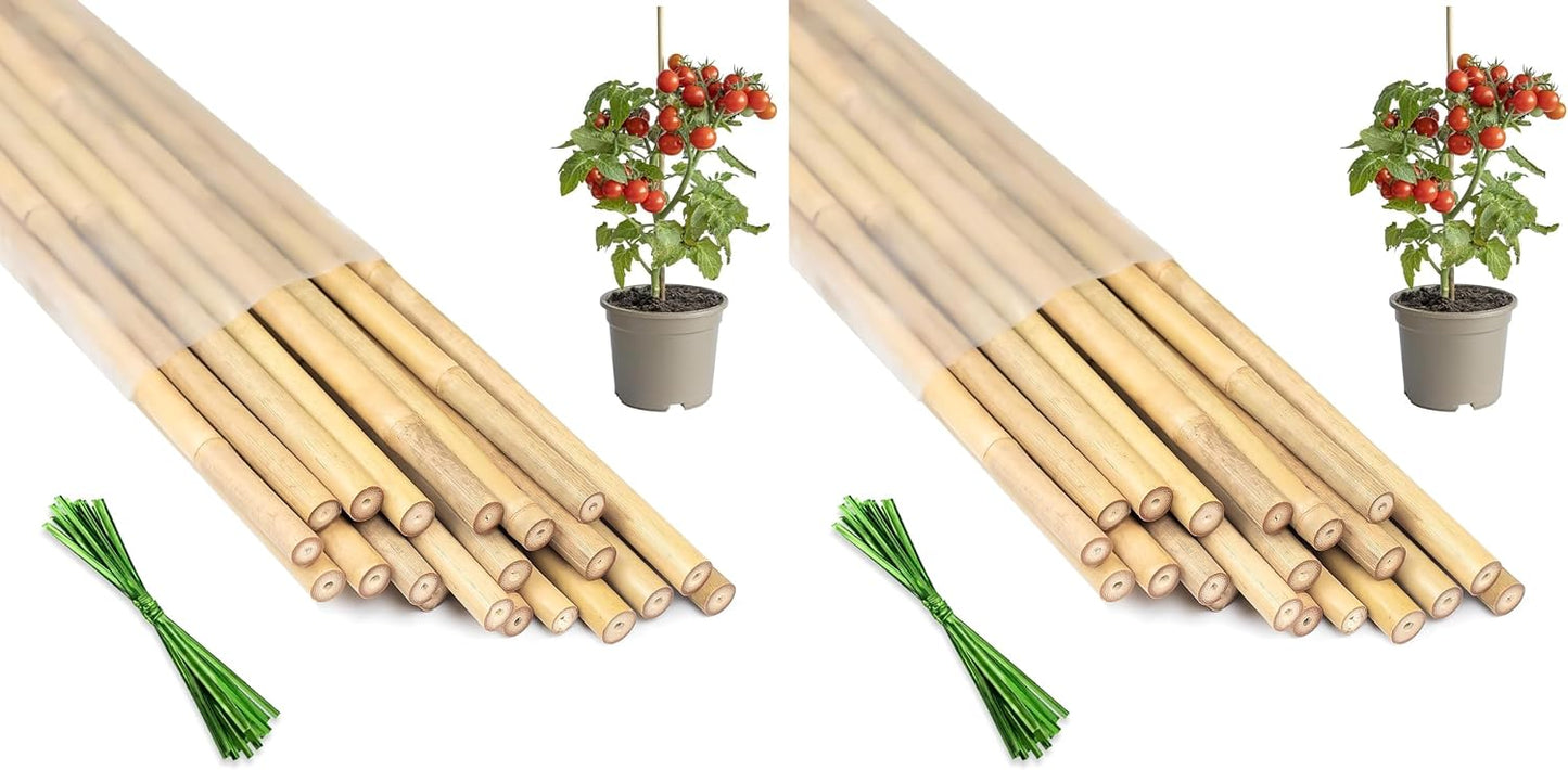 Plant Stakes 4FT, Natural Bamboo Stakes, 25Pcs Sturdy Bamboos Garden Stakes