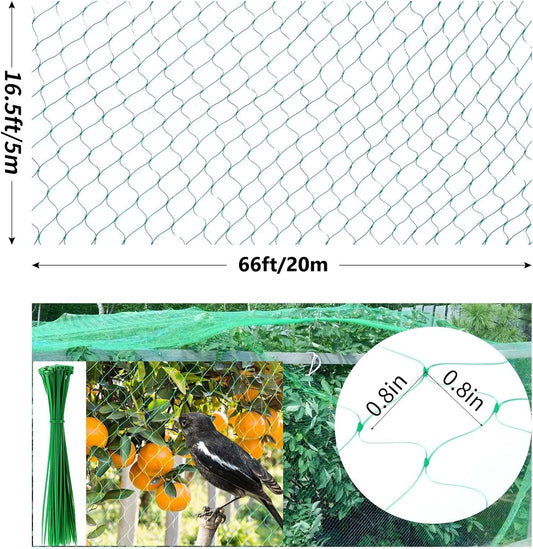 Anti Bird Netting, 16.5 ft x 66 ft Garden Plant Netting for Protecting Vegetables, Plants and Fruit Trees from Birds and Animals