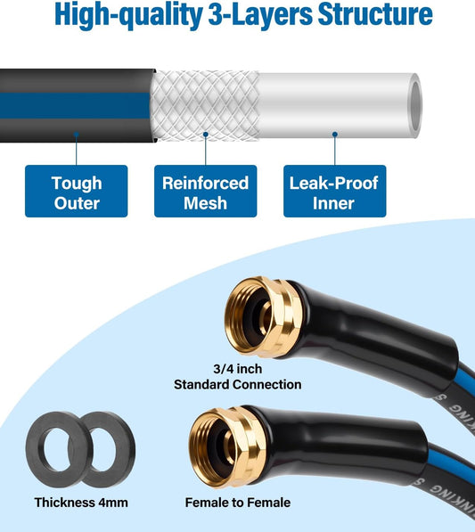 Short Garden Lead-In Hose 6ft X 5/8" Female to Female, 6 Feet Flexible Leader Water Hose With Swivel Handle, Heavy Duty Small Garden Water Hose for Outdoor Indoor