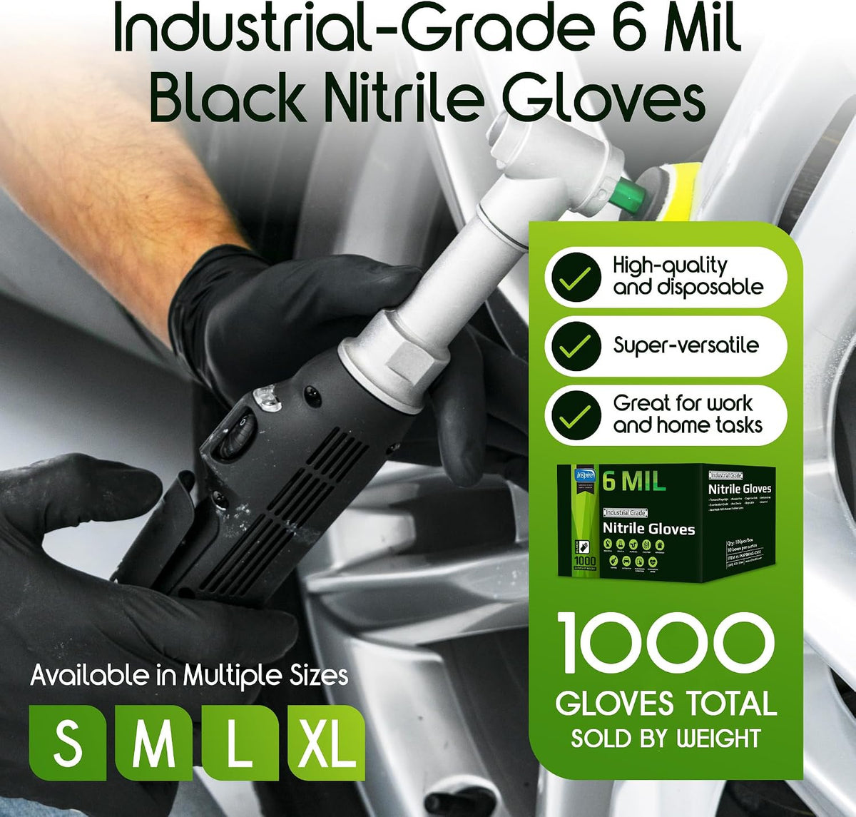 Black Nitrile Gloves HEAVY DUTY 6 Mil Nitrile Chemical Resistant Medical Cooking Cleaning Disposable Black Gloves