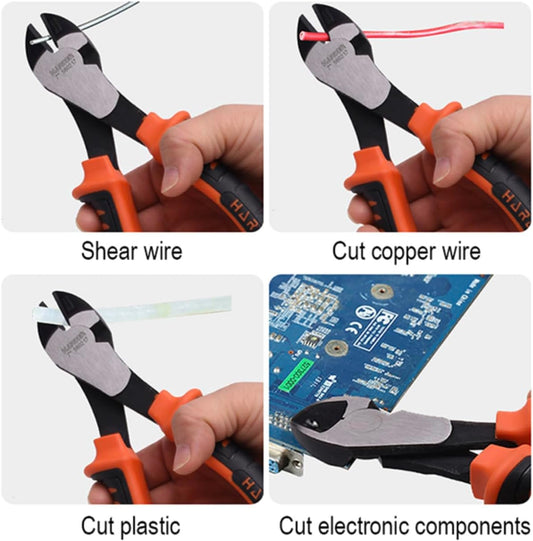 7” Diagonal Cutters - Ultra Sharp Side Cutter Pliers for Wire, Electrical, Crafting & Floral - Heavy Duty CR-V Steel Flush Cut Snips - 1” Extra-Long Cutting Edge for Precision & Strength