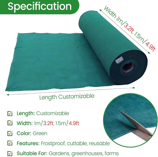 Emergency Plant Frost Cover, Non-Woven Fabric Floating Row Cover Plant Blanket for Winter Outdoor Plants, Vegetables, Winter Cold Weather Frost Blankets(Width 1m/3.2ft,Long 100m/328ft)