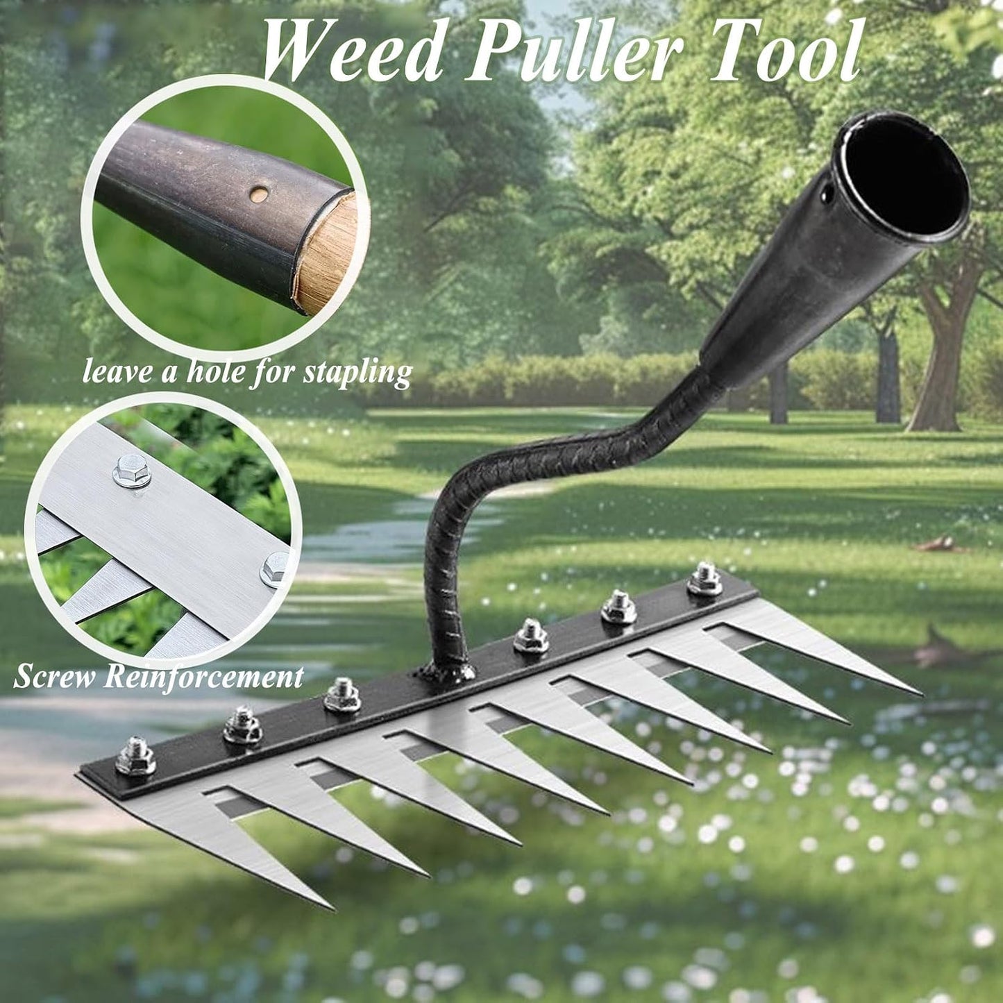 Weed Puller Tool - Upgrade Iron Weeding Rake, 2026 New Iron Rake for Gardening and Weeding, 8 Teeth Manual Weeder Remover Too, Detachable Garden Weeder Tool for Dethatching Lawn Loosening