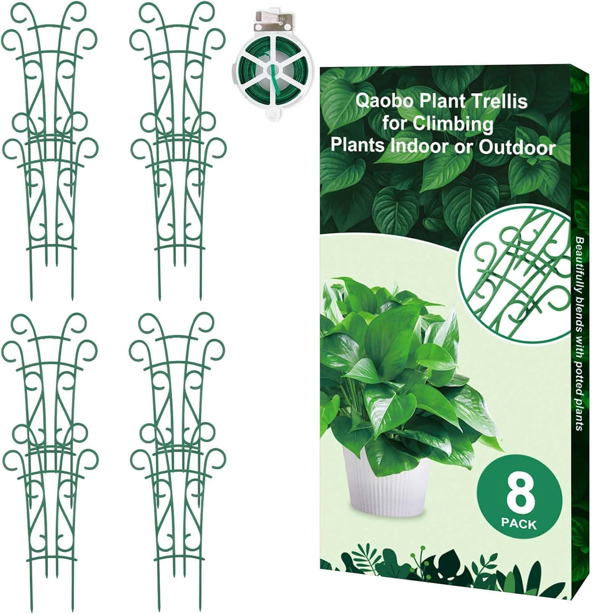 Plant Trellis for Potted Plants 12 Pack Stackable Indoor Outdoor Climbing Houseplant Support with Garden Wire for Pothos Hoya Ivy Flower