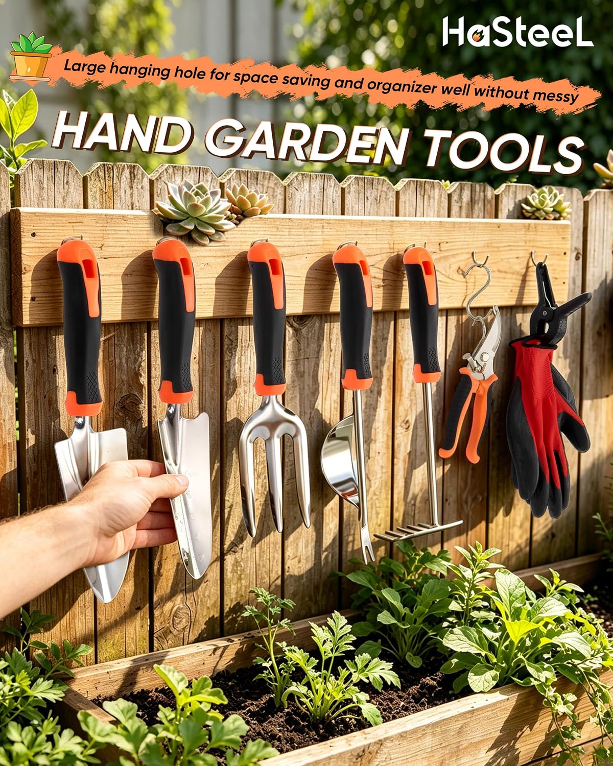 9-Piece Stainless Steel Garden Hand Tools Set for Planting