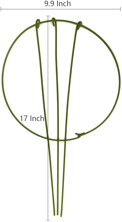 3-Pack Garden Plant Support Stake Green Plant Support Rings for Climbing Plant, Flowers (10" Wide x 17" High)