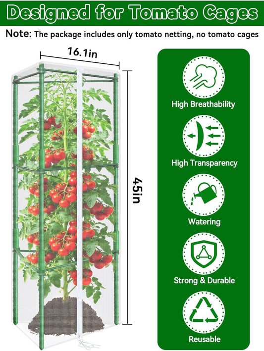 45x16.1 in Garden Tomato Plant Cover Netting for Tomato Cage