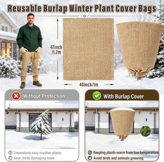 4 Packs 40 × 47 Inch Large Winter Plant Cover Bags with Drawstring