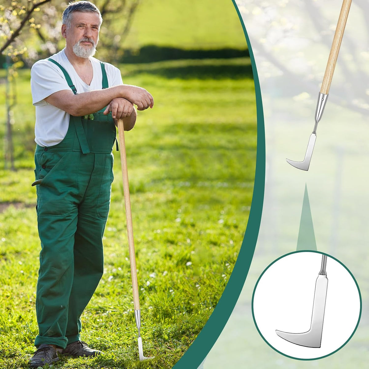 Garden Long Handle Crack Weeder 54 Inch Stainless Steel Crevice Weeding Tool L Shaped Weed Puller Tool Weed Remover Tool Long Handled Manual Weeders for Lawn Yard Patio Gardening Grass Cutter